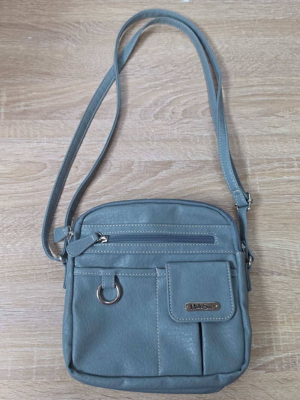 Women's MultiSac Around Adjustable Crossbody Purse Multi Pockets Bag Denim Blue